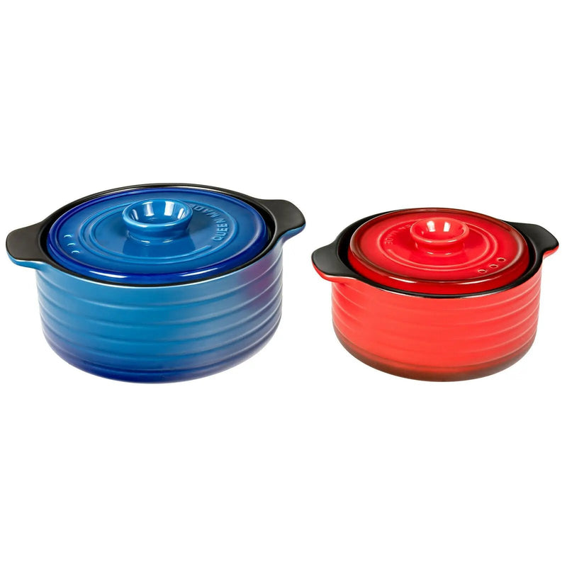 2 Pieces Ceramic Cookware Set with Lid and Insulated Handle by DirectDeals