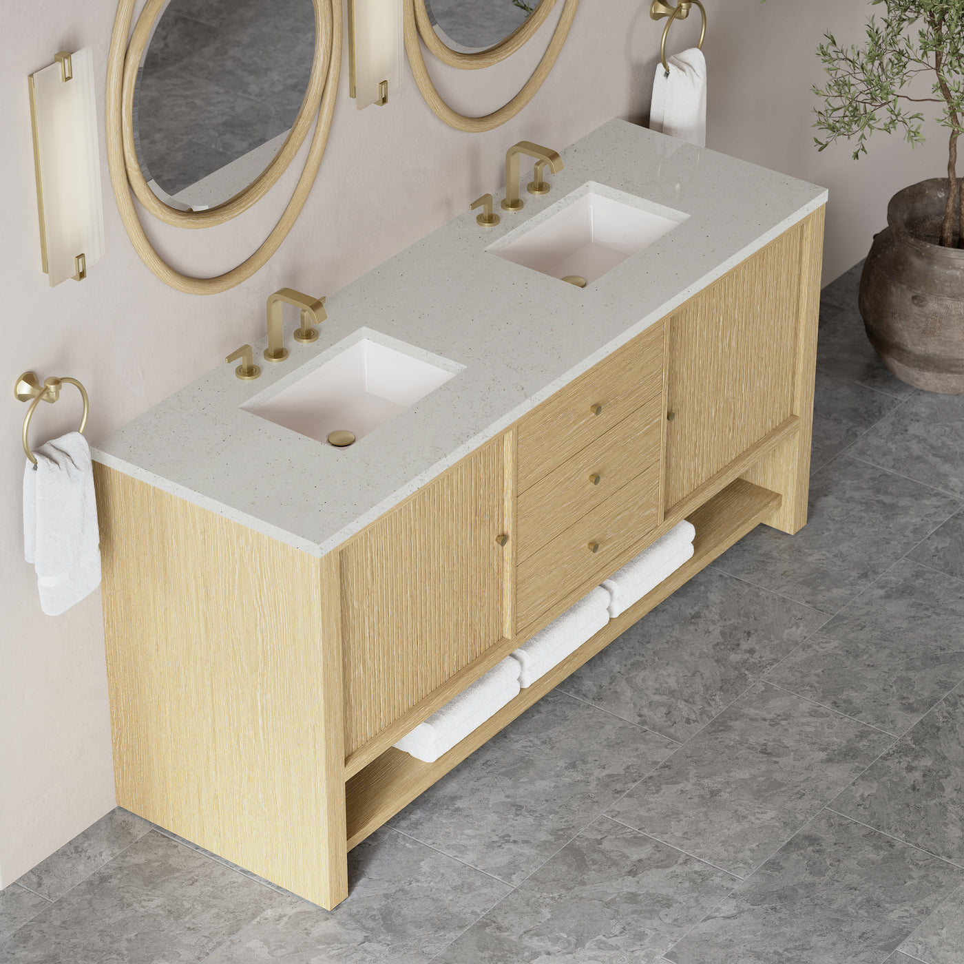 James Martin Marigot 72" Double Bathroom Vanity, Sunwashed Oak, view 32