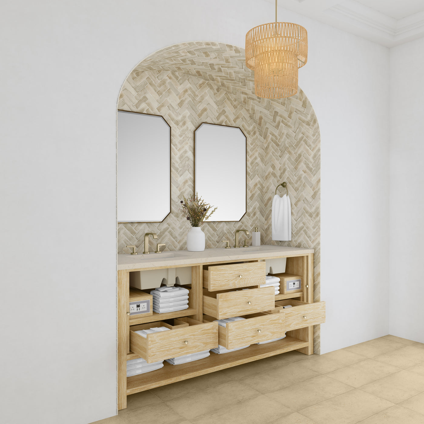 James Martin Marigot 72" Double Bathroom Vanity, Sunwashed Oak, view 26