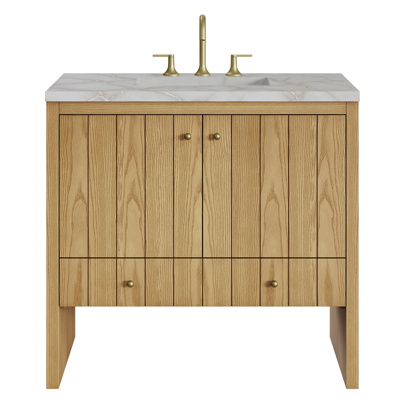 James Martin Hudson 36" Single Bathroom Vanity, Light Natural Oak with Victorian Silver countertop