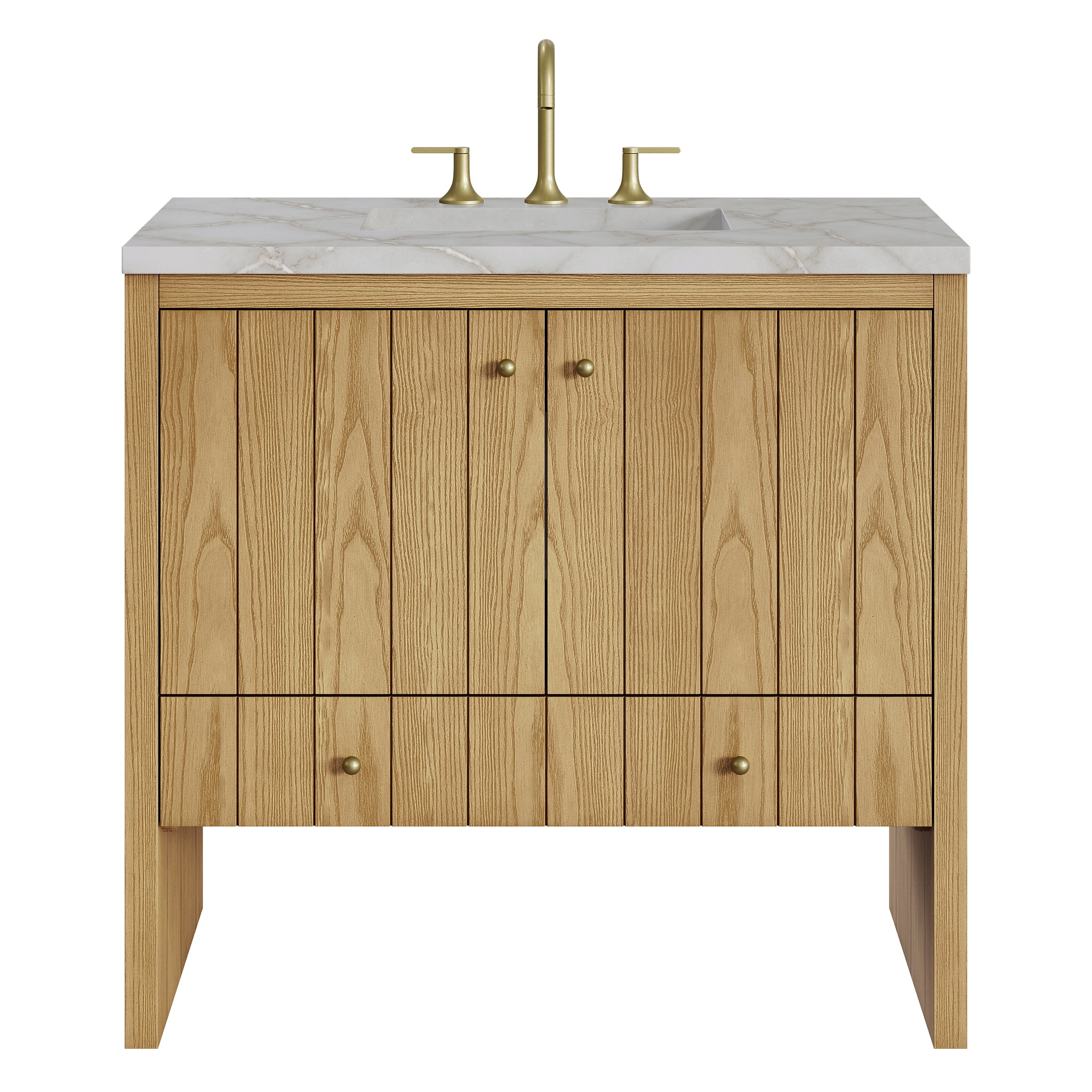 James Martin Hudson 36" Single Bathroom Vanity, Light Natural Oak with Victorian Silver countertop