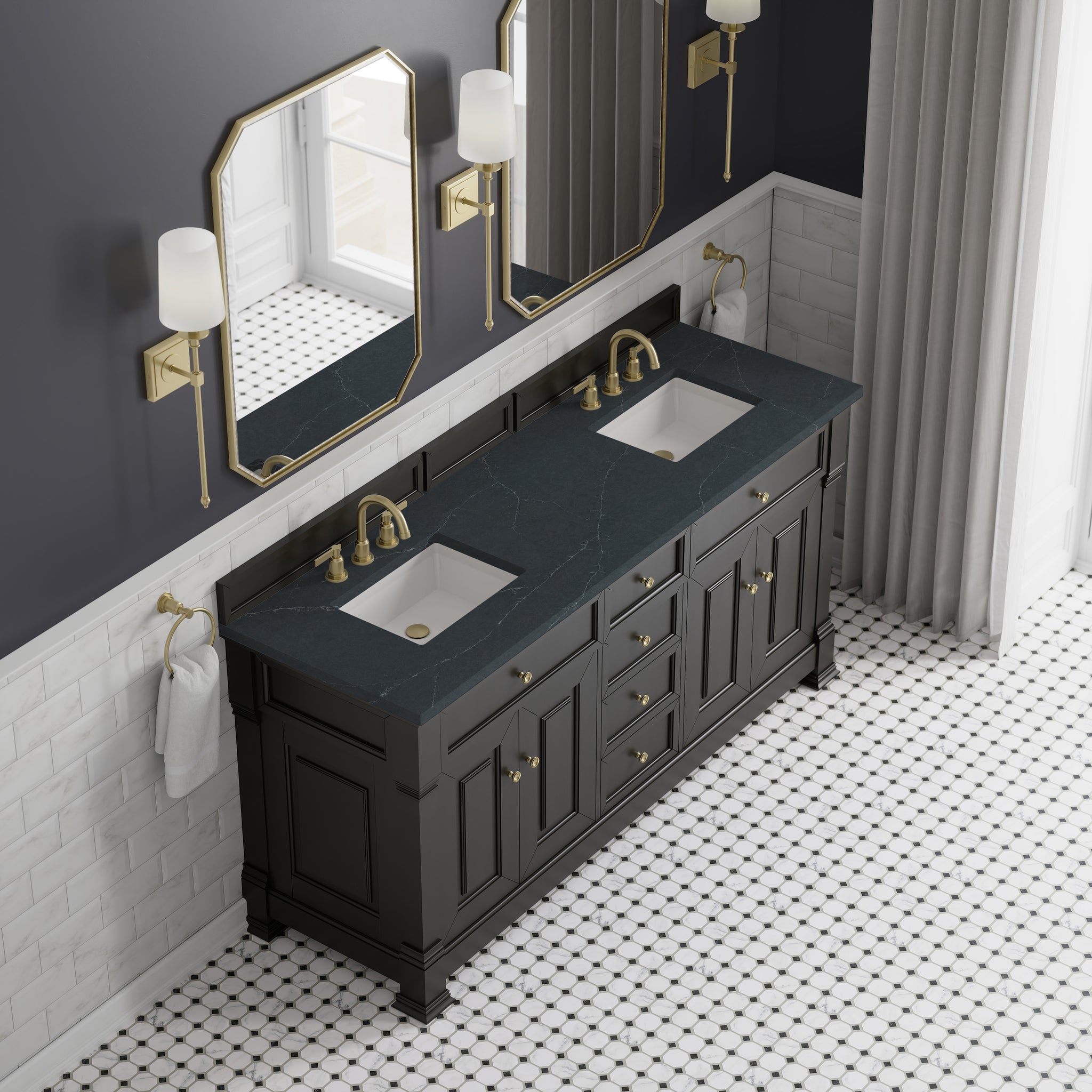 James Martin Brookfield 72" Double Bathroom Vanity, Black Onyx, view 38