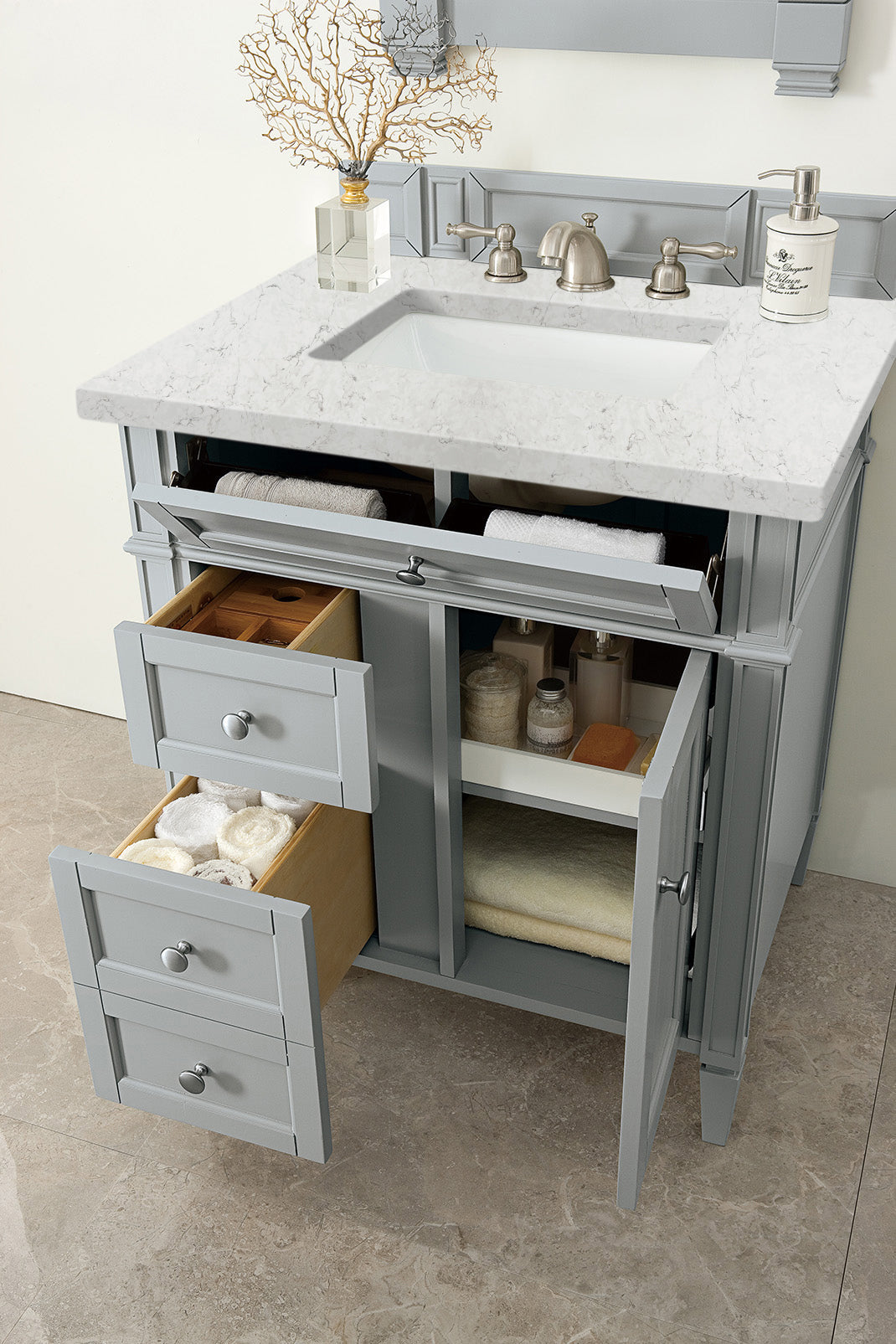 James Martin Brittany 30" Single Bathroom Vanity, Urban Gray, view 35
