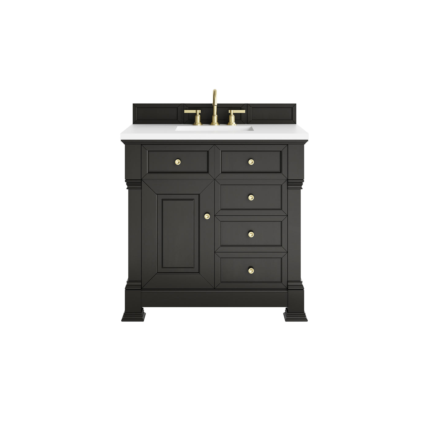James Martin Brookfield 36" Single Bathroom Vanity, Black Onyx with White Zeus countertop