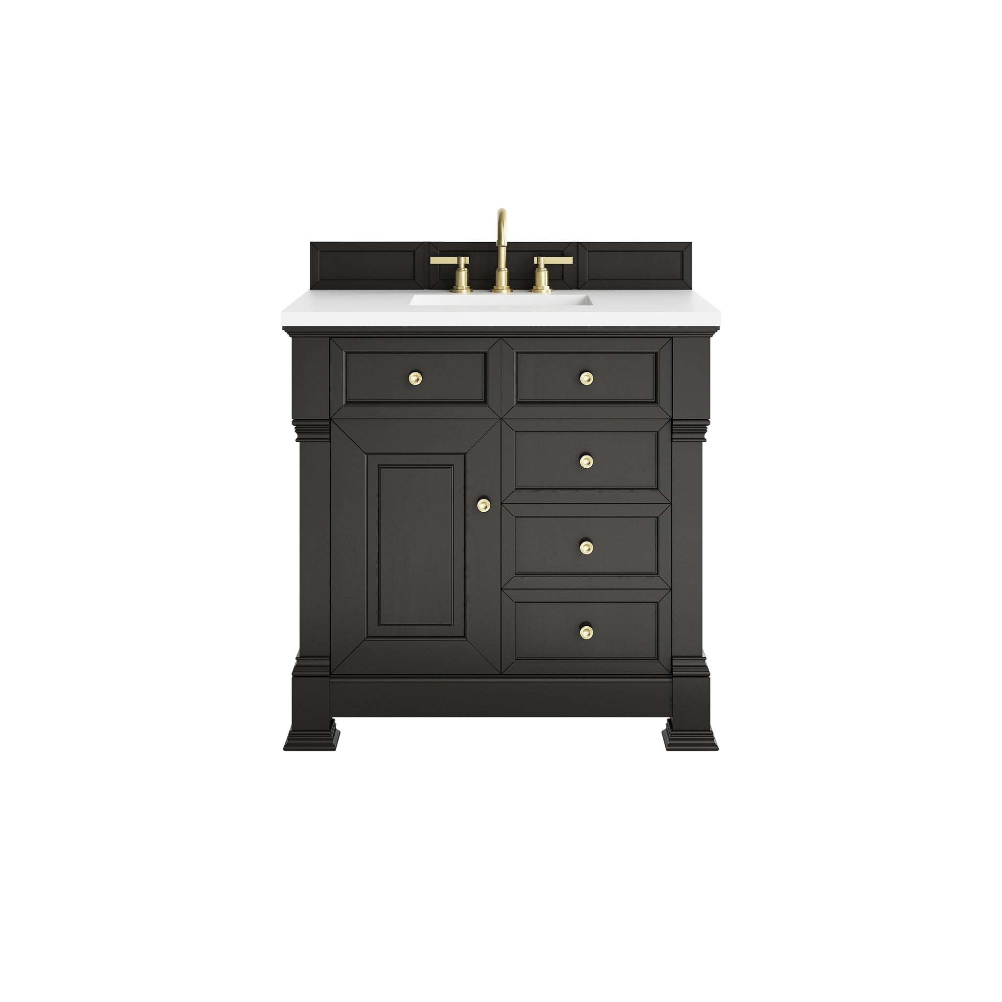 James Martin Brookfield 36" Single Bathroom Vanity, Black Onyx with White Zeus countertop