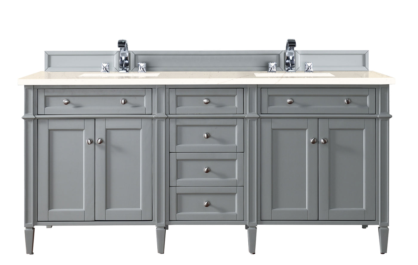 James Martin Brittany 72" Double Bathroom Vanity, Urban Gray with Eternal Marfil countertop