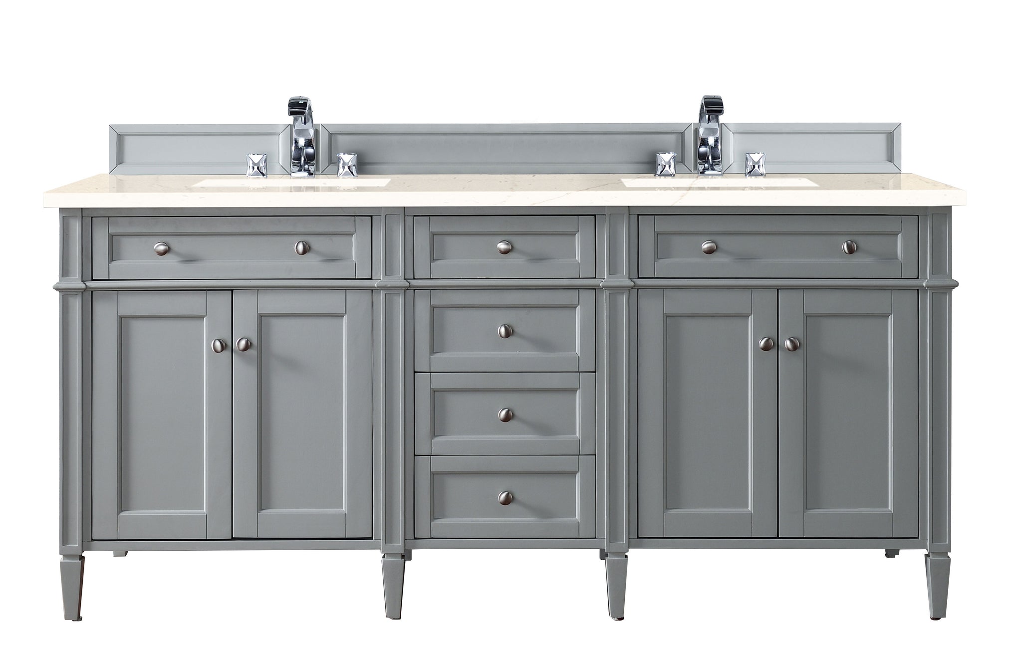 James Martin Brittany 72" Double Bathroom Vanity, Urban Gray with Eternal Marfil countertop
