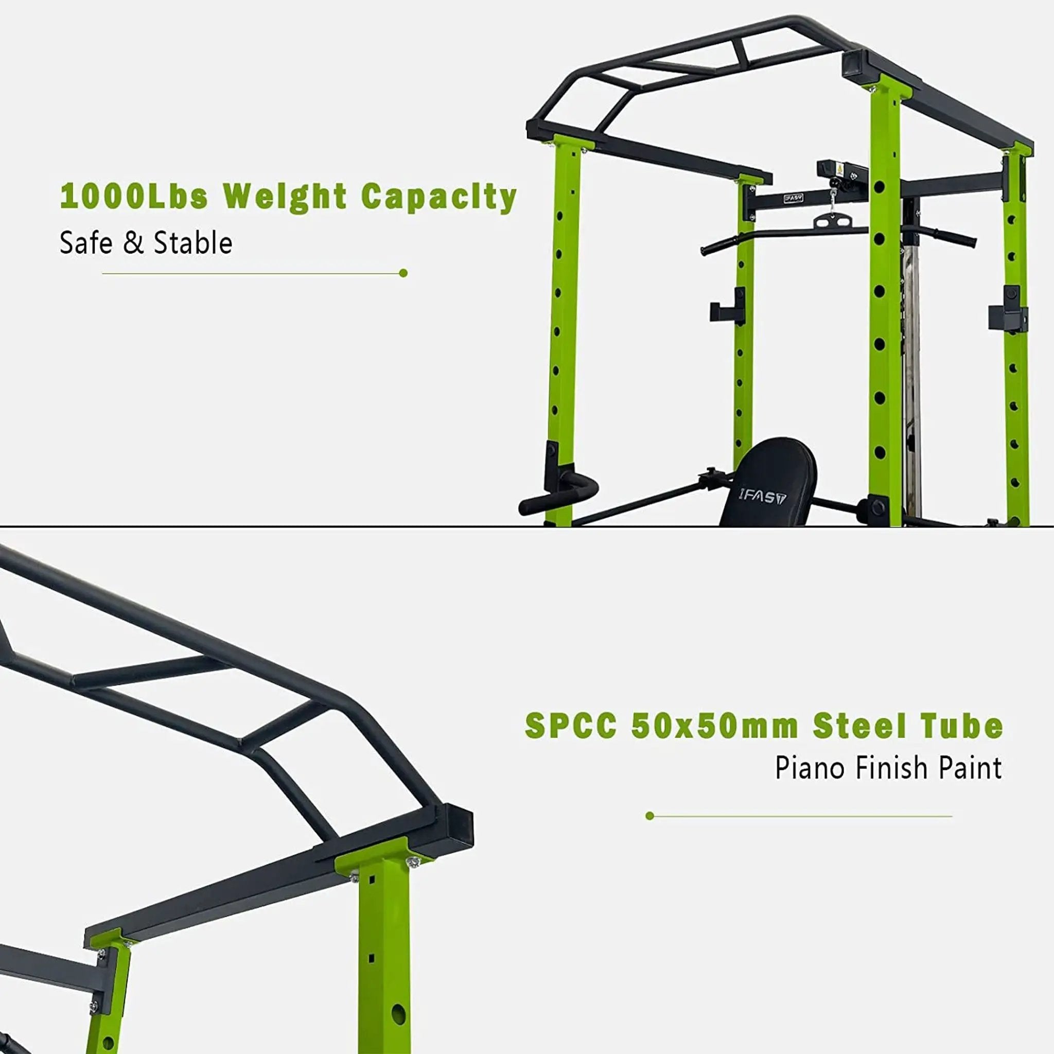 IFast Adjustable Home Gym Power Cage & Squat Rack With Pull-Up Bar Barbell Rack, 1000LBS (SAK12649) by SAKSBY WHOLESALE