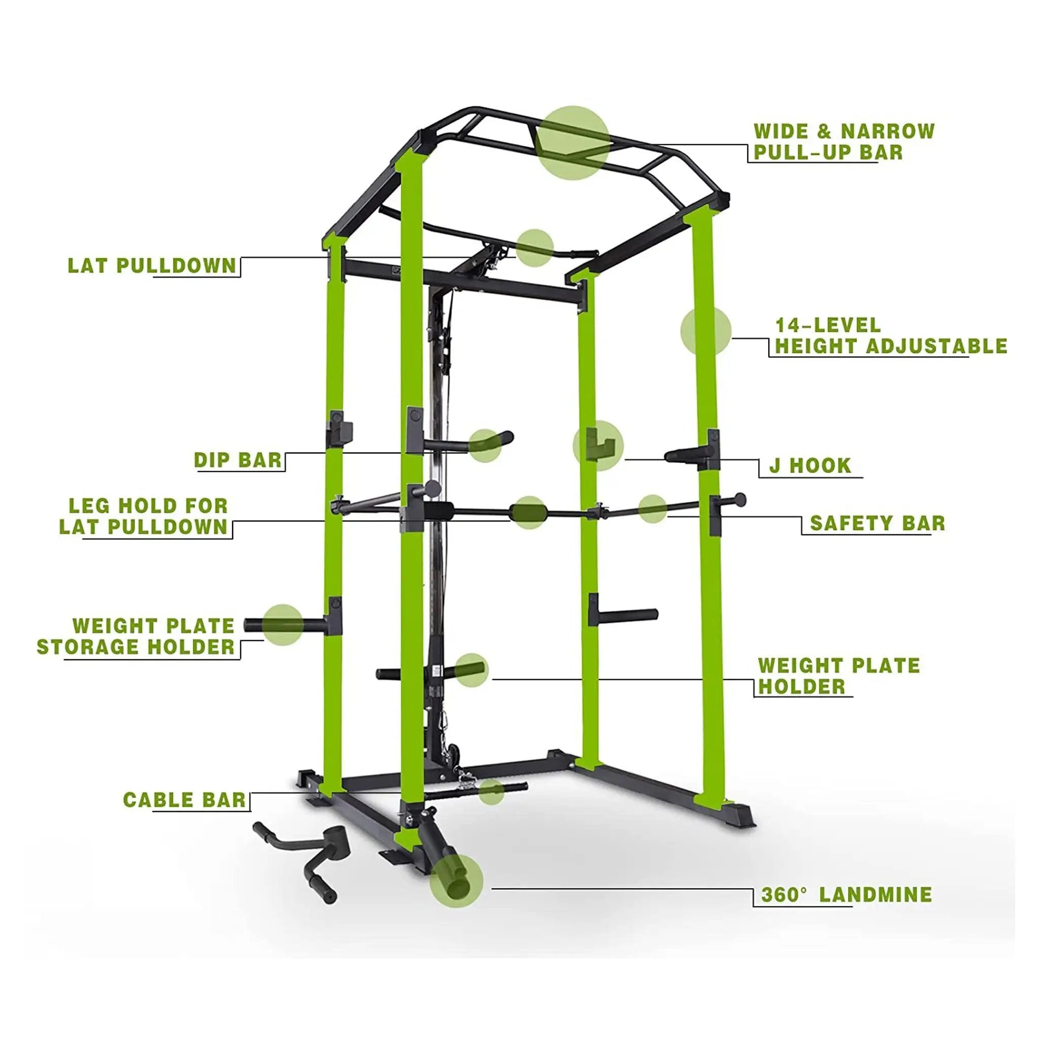 IFast Adjustable Home Gym Power Cage & Squat Rack With Pull-Up Bar Barbell Rack, 1000LBS (SAK12649) by SAKSBY WHOLESALE