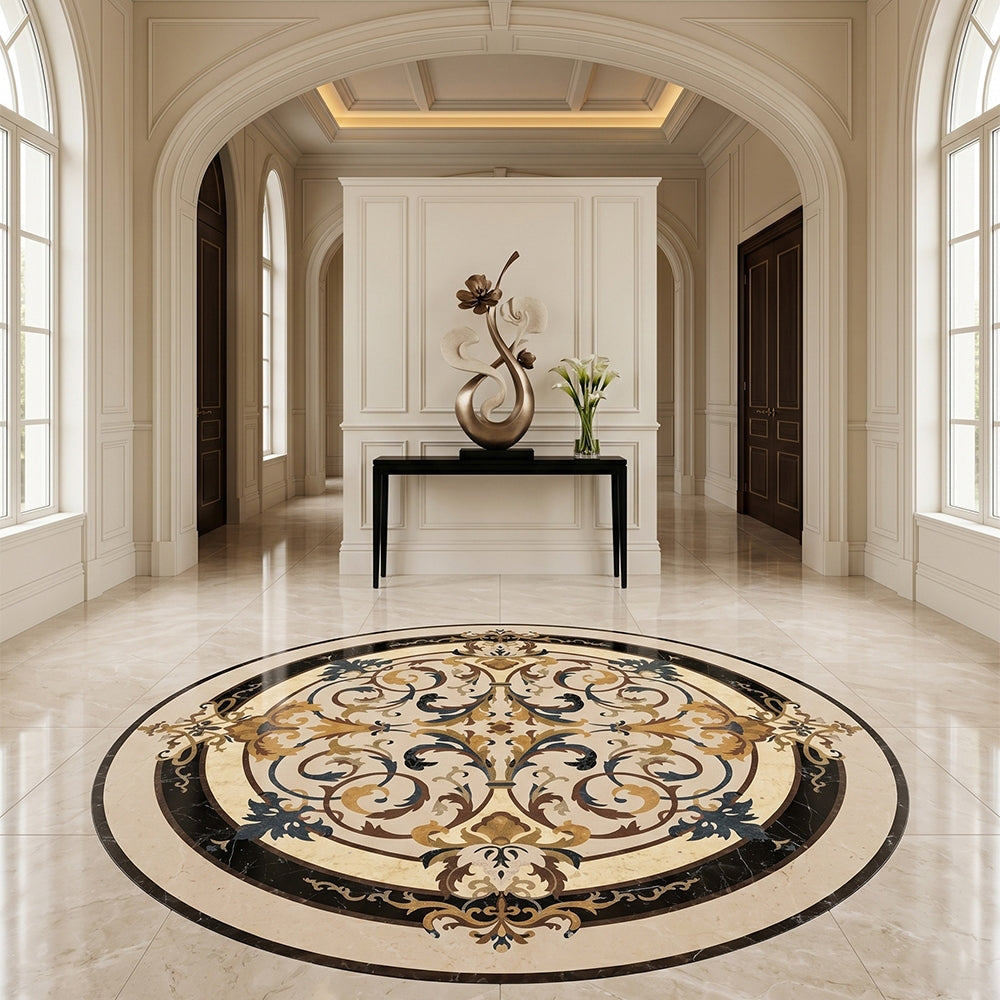 Round Aluminum Backed Multi Finish Lucerne Marble Medallions 60