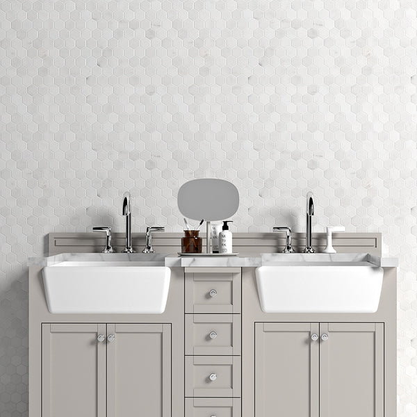 Carrara T Polished Hexagon Marble Mosaics 10 3/8x12