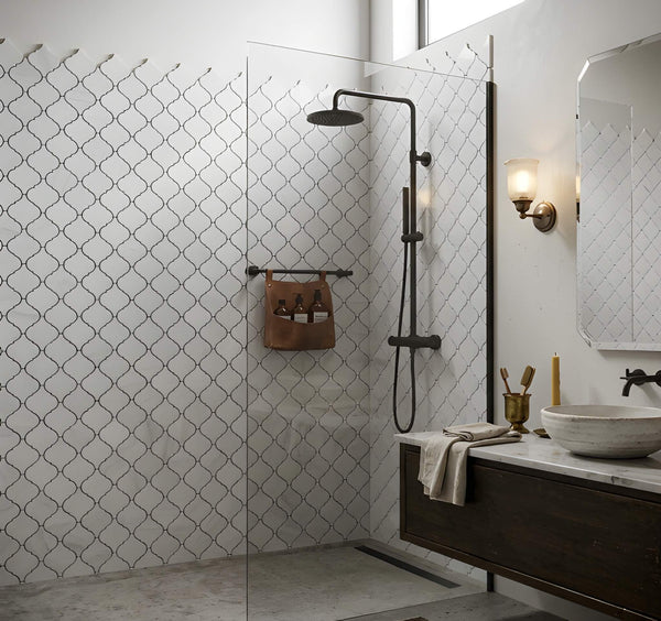 Bianco Dolomiti Polished Arabesque Marble Mosaics 12x12