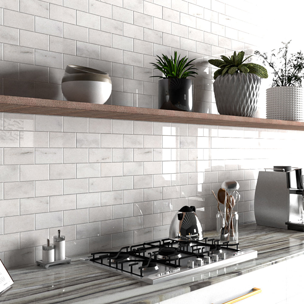 Calacatta T Polished Marble Tiles 2 3/4x5 1/2