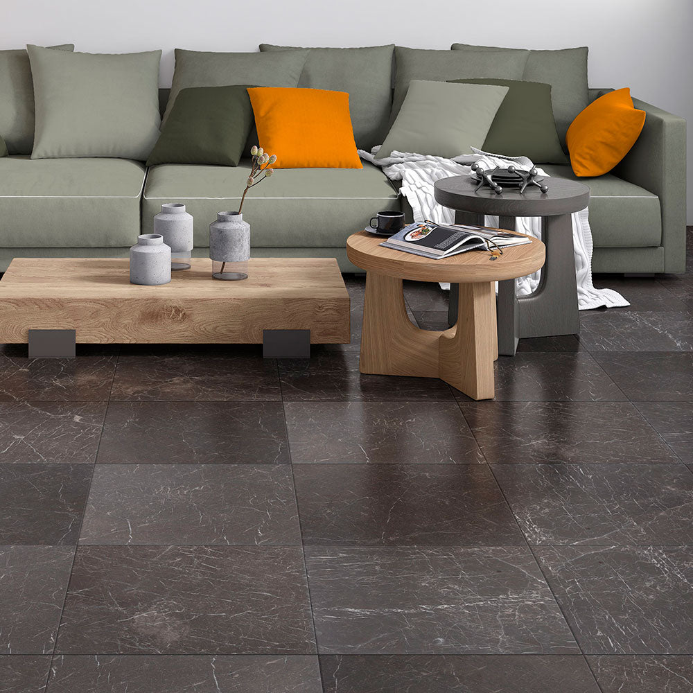 Nero Brushed Marble Tiles 16x16