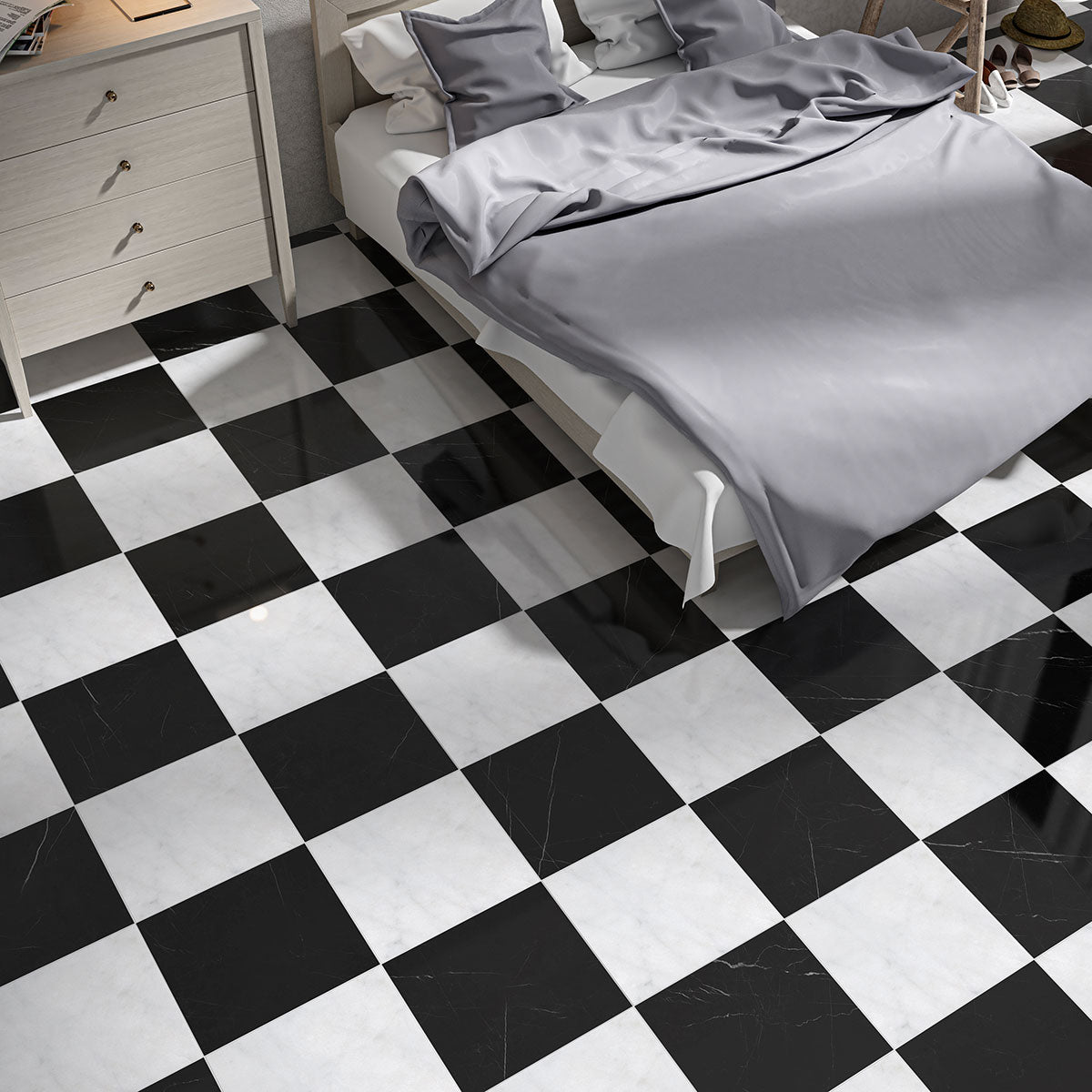 Black Polished Marble Tiles 12x12
