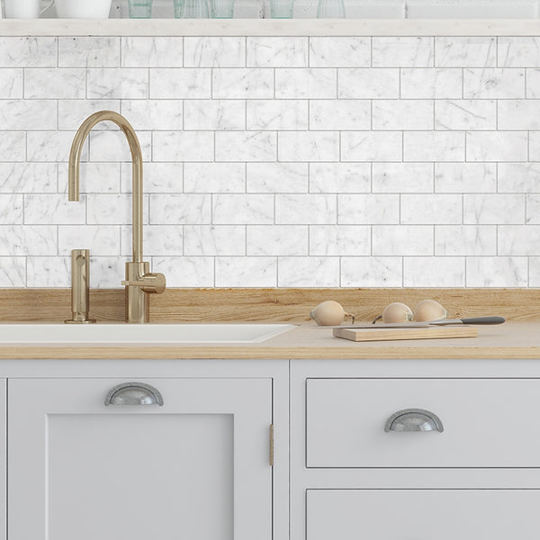 Italian Carrara Honed Marble Tiles 2 3/4x5 1/2