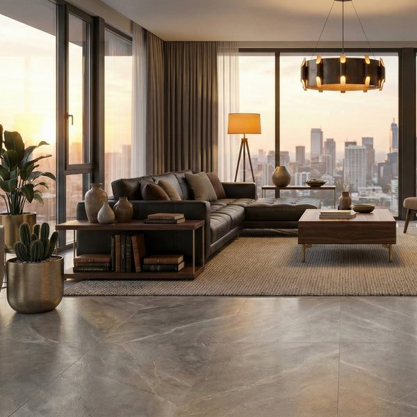 Tundra Grey Leather Marble Pavers 24x24