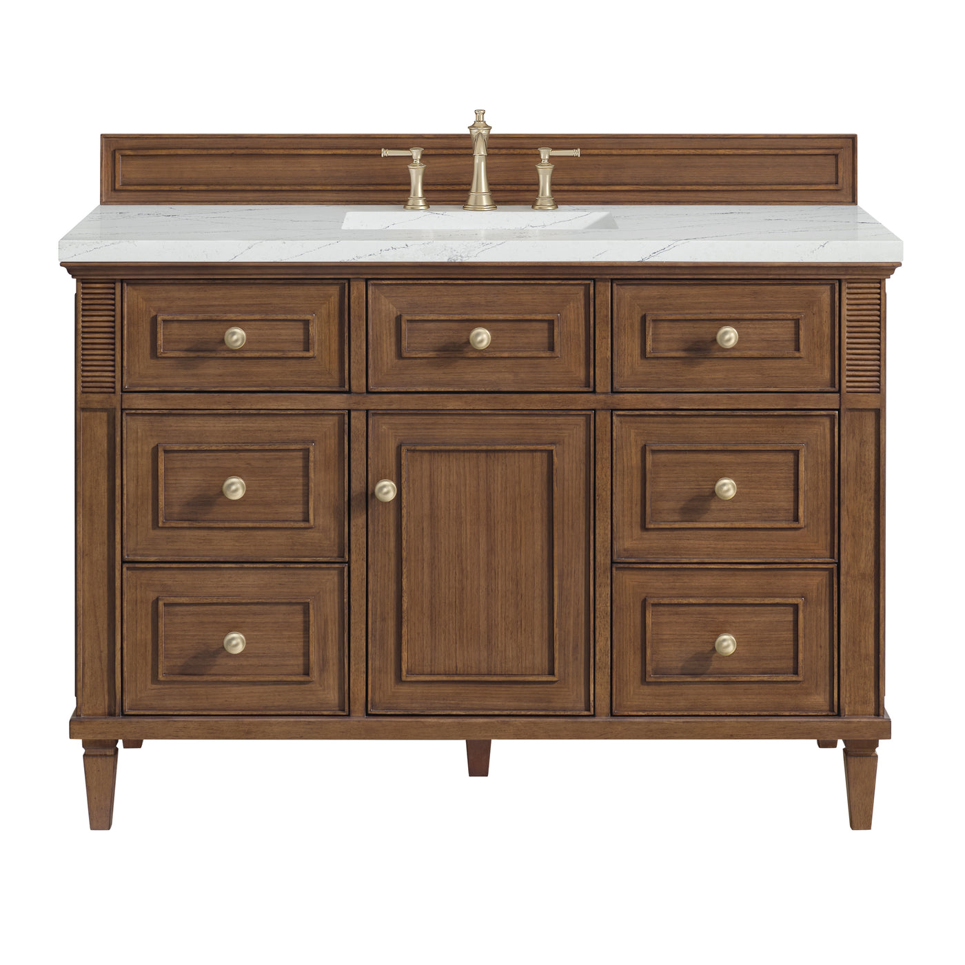 James Martin Lorelai 48" Single Bathroom Vanity, Mid-Century Walnut with Ethereal Noctis (FreePower) countertop