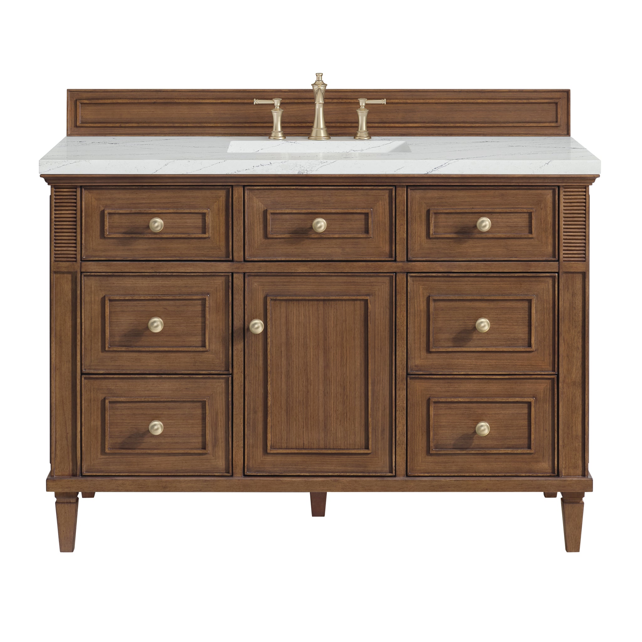 James Martin Lorelai 48" Single Bathroom Vanity, Mid-Century Walnut with Ethereal Noctis (FreePower) countertop