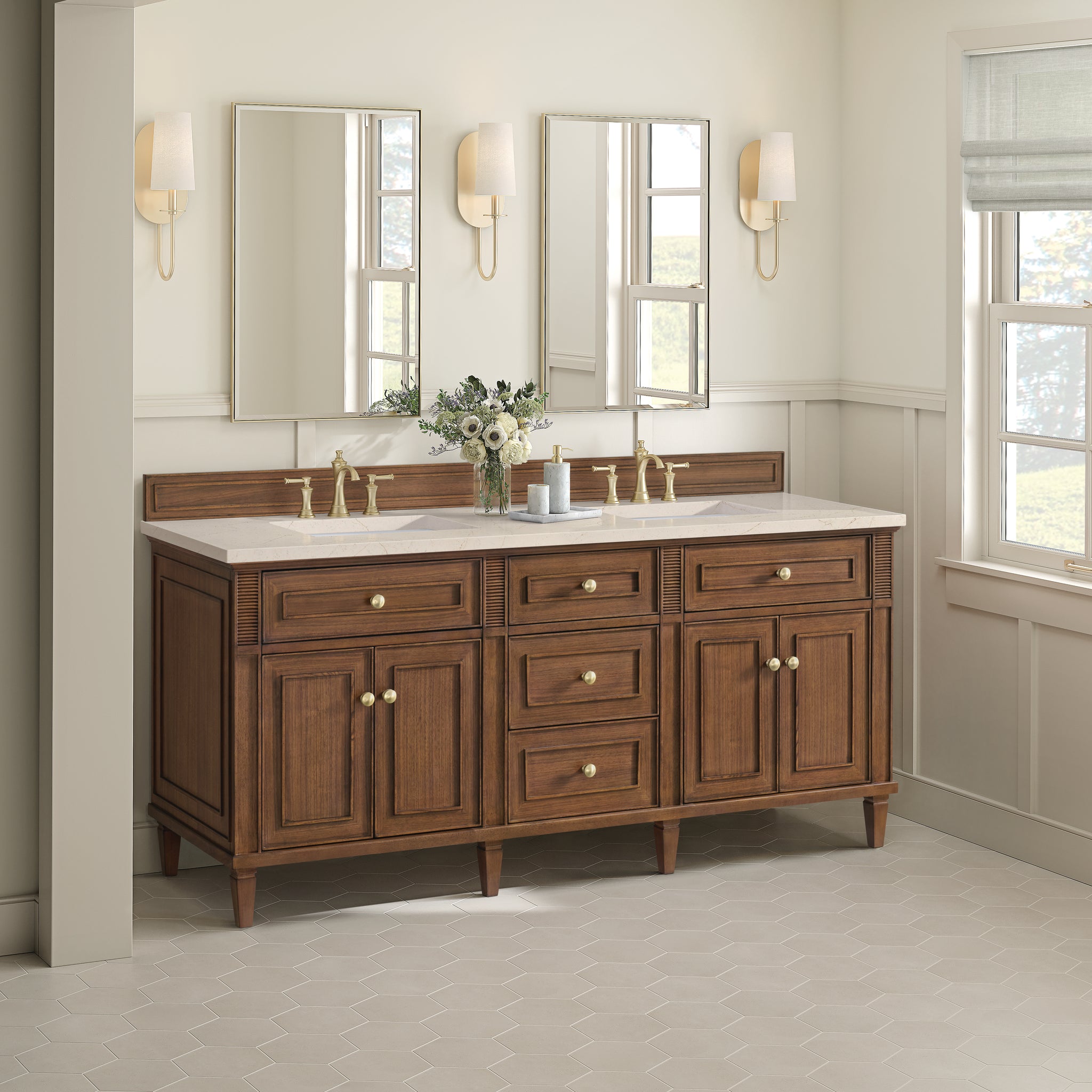 James Martin Lorelai 72" Double Bathroom Vanity, Mid-Century Walnut, view 25