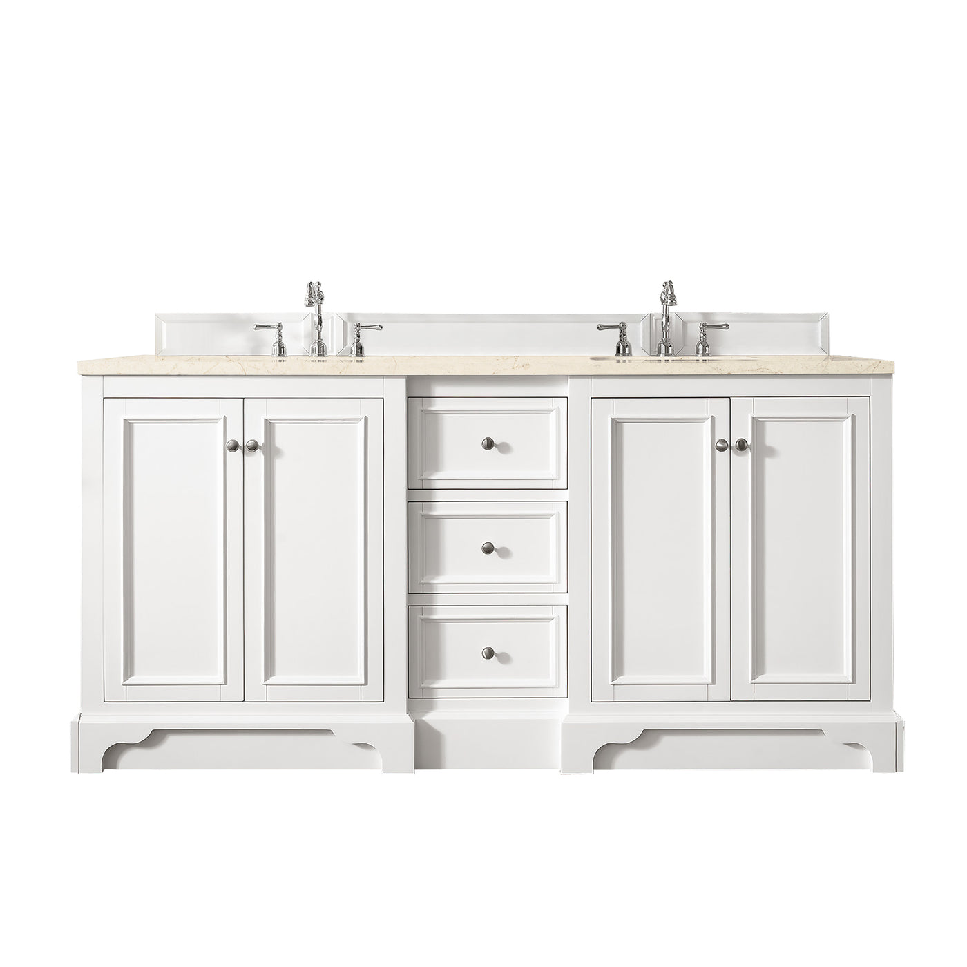 James Martin De Soto 72" Double Bathroom Vanity, Bright White with Eternal Marfil countertop