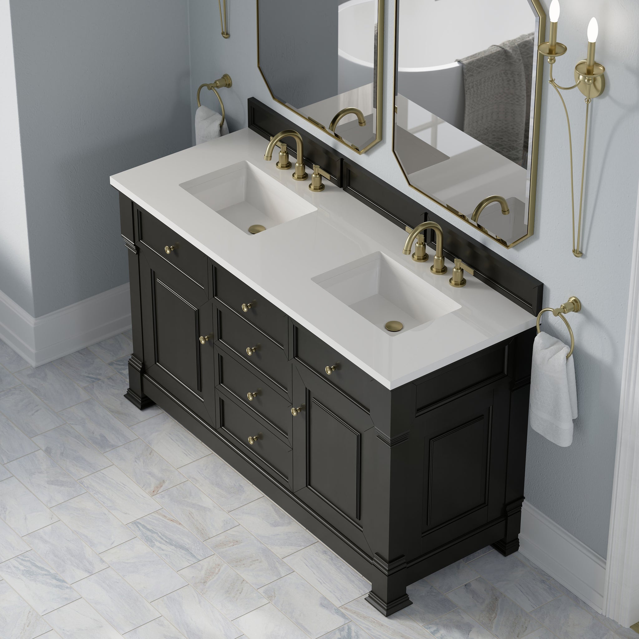 James Martin Brookfield 60" Double Bathroom Vanity, Black Onyx, view 29
