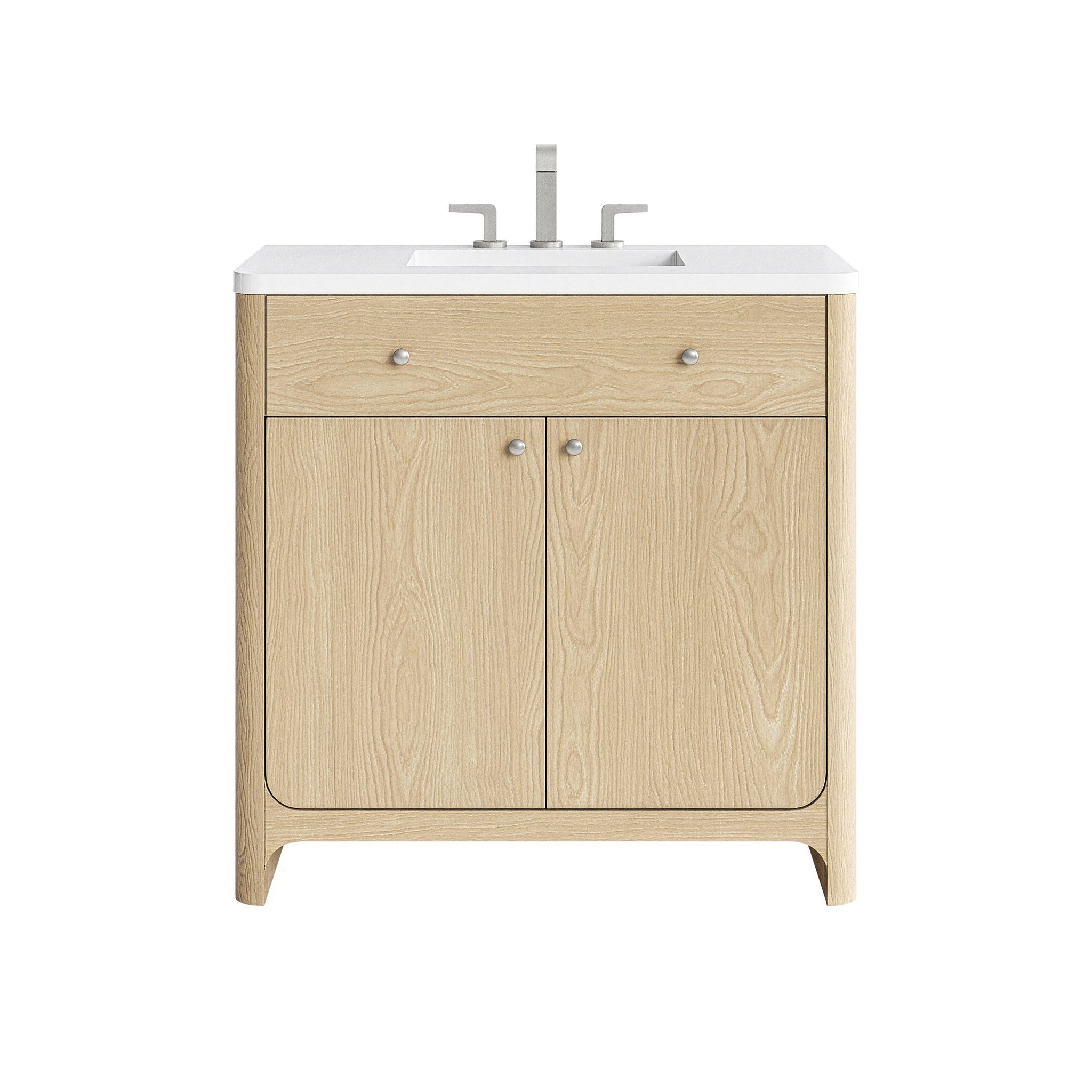James Martin Gracyn 36" Single Bathroom Vanity, Coastal Driftwood with White Zeus (Widespread) countertop