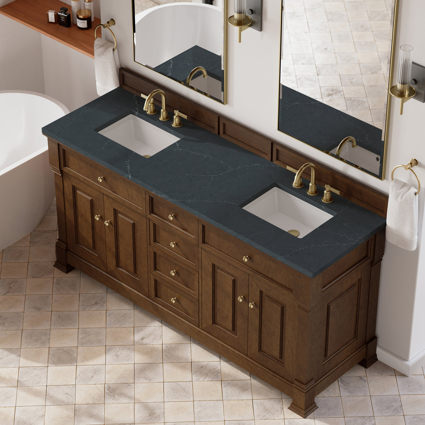 James Martin Brookfield 72" Double Bathroom Vanity, Honey Oak, view 32