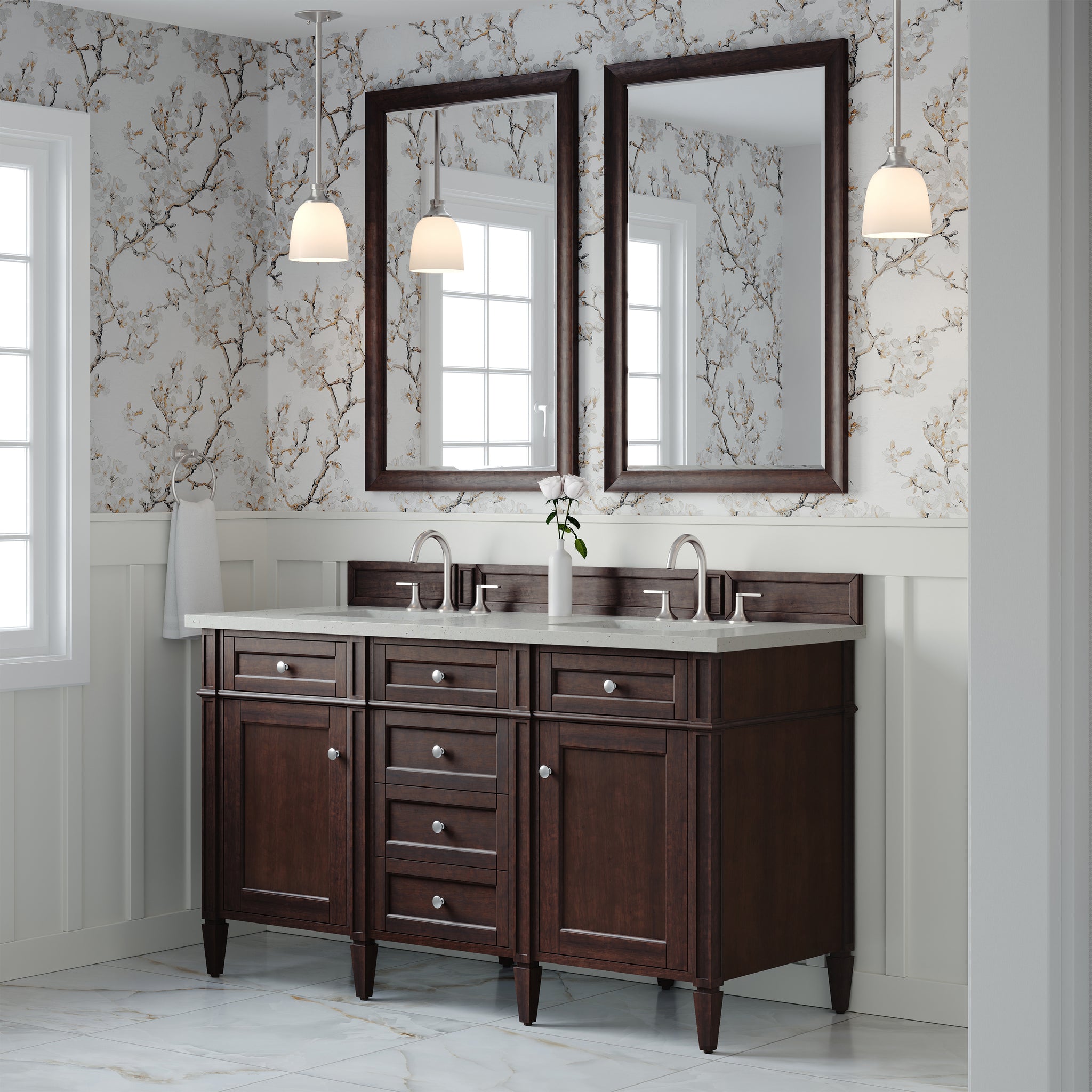 James Martin Brittany 60" Double Bathroom Vanity, Burnished Mahogany, view 23