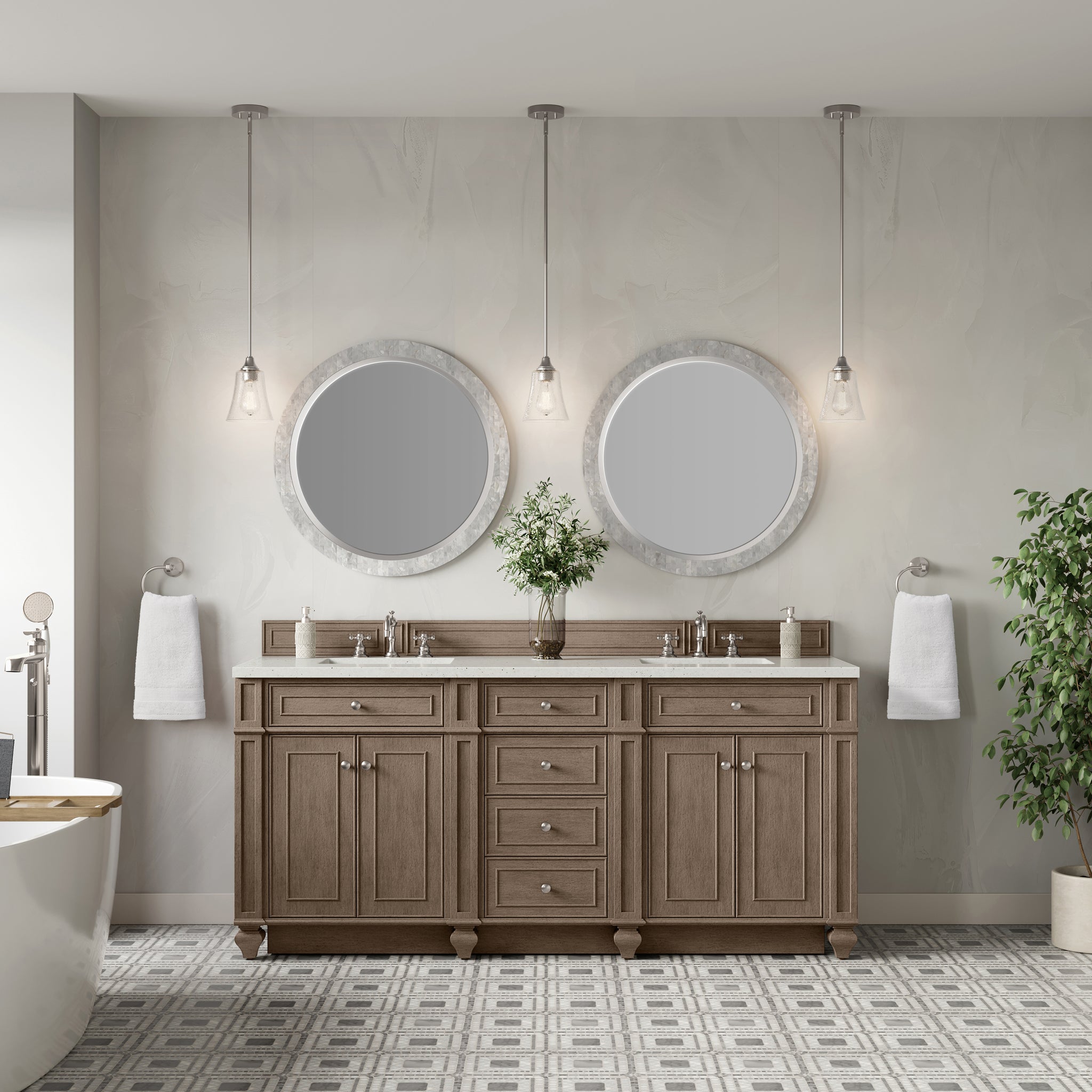 James Martin Bristol 72" Double Bathroom Vanity, Whitewashed Walnut, view 22