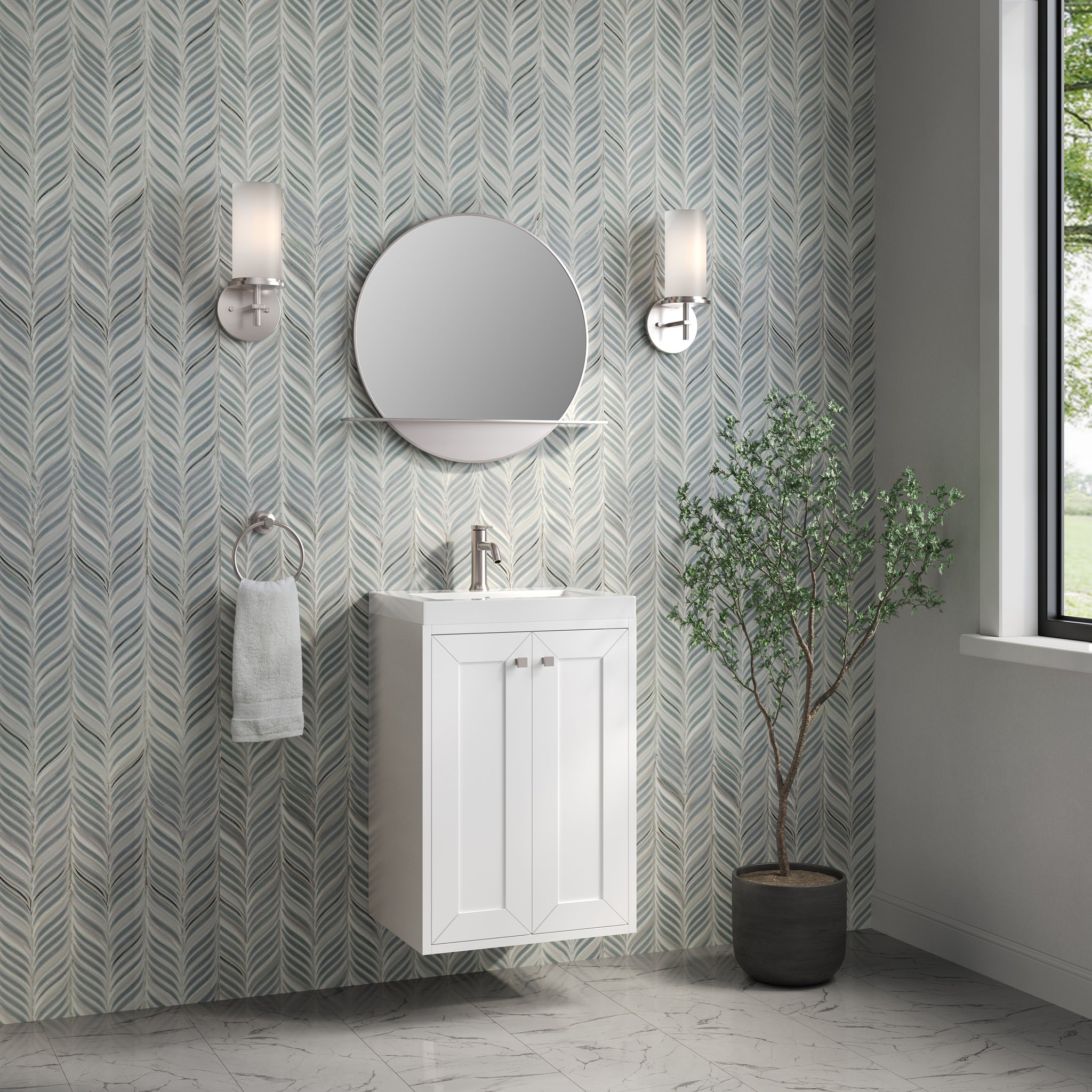 James Martin Chianti 20" Floating Single Bathroom Vanity, Glossy White, view 5