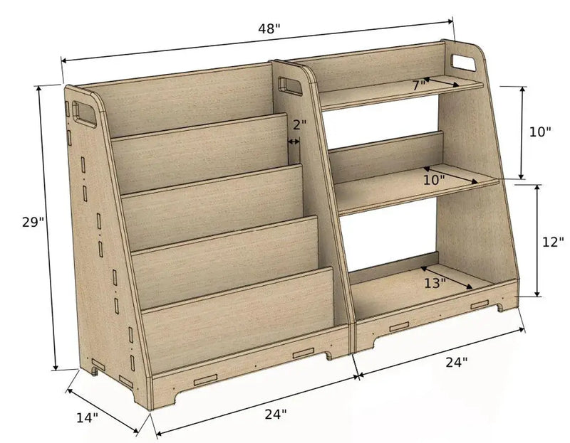 LORI- Bookshelf + Toy Shelf Set by Bush Acres