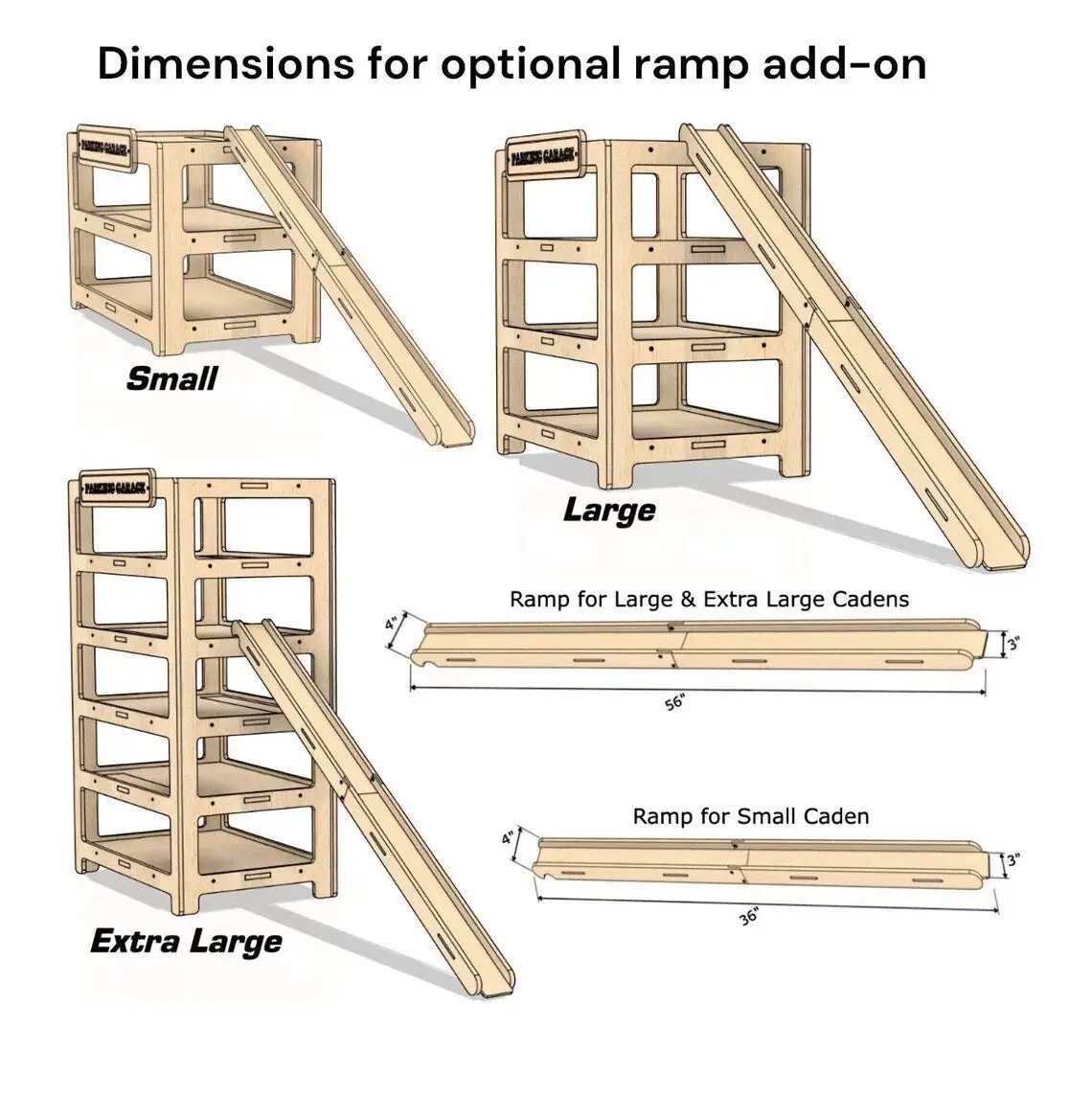 CADEN- Toy Car Ramp + Storage by Bush Acres