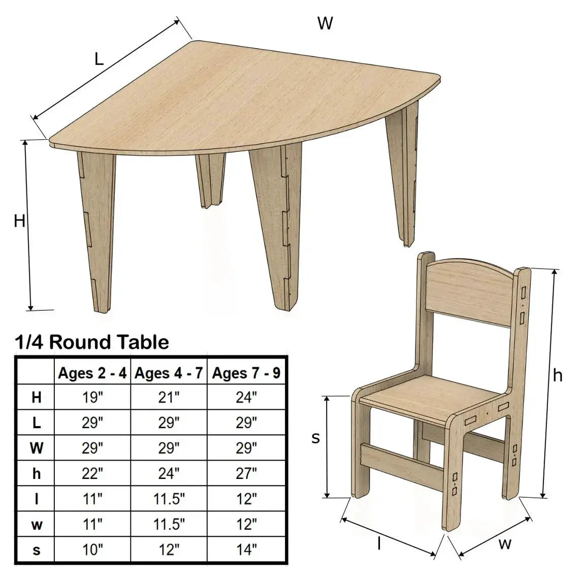 ARI- Semi-Circle Table with Set of 4 Chairs by Bush Acres