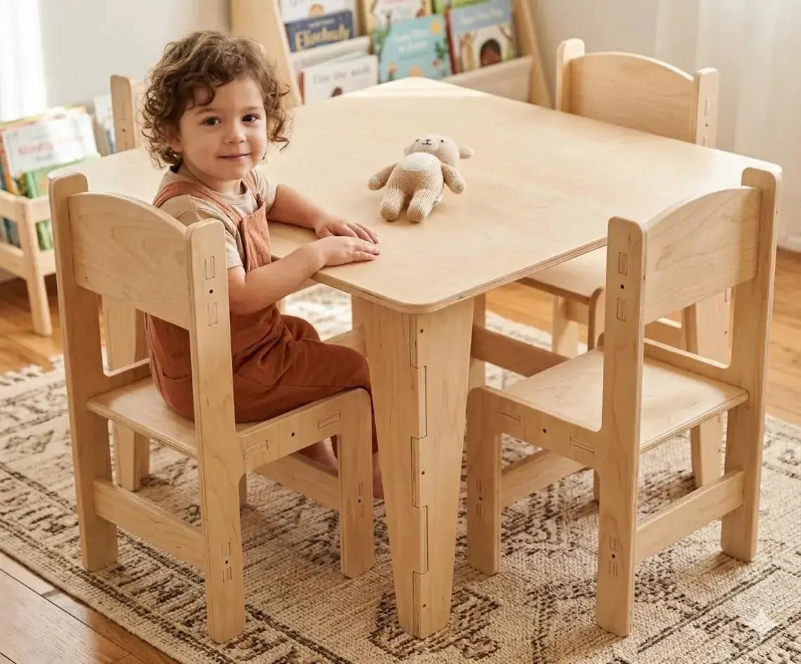 SCARLETT- Square Table with Set of 4 Chairs by Bush Acres