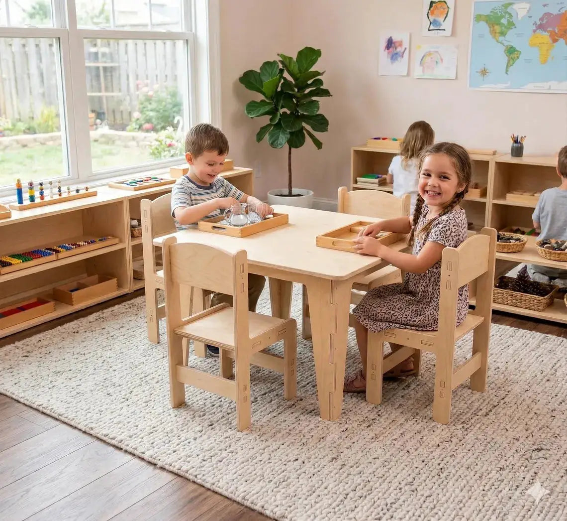 SCARLETT- Square Table with Set of 4 Chairs by Bush Acres