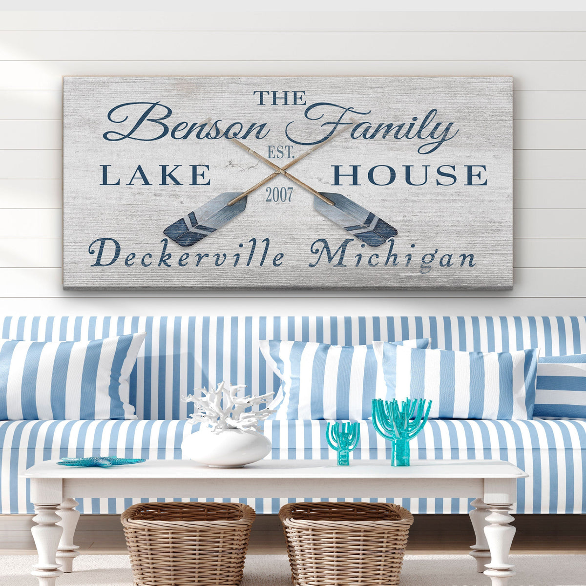 Personalizable Lake - Beach House Family Name Canvas Sign, photo 4 of 9