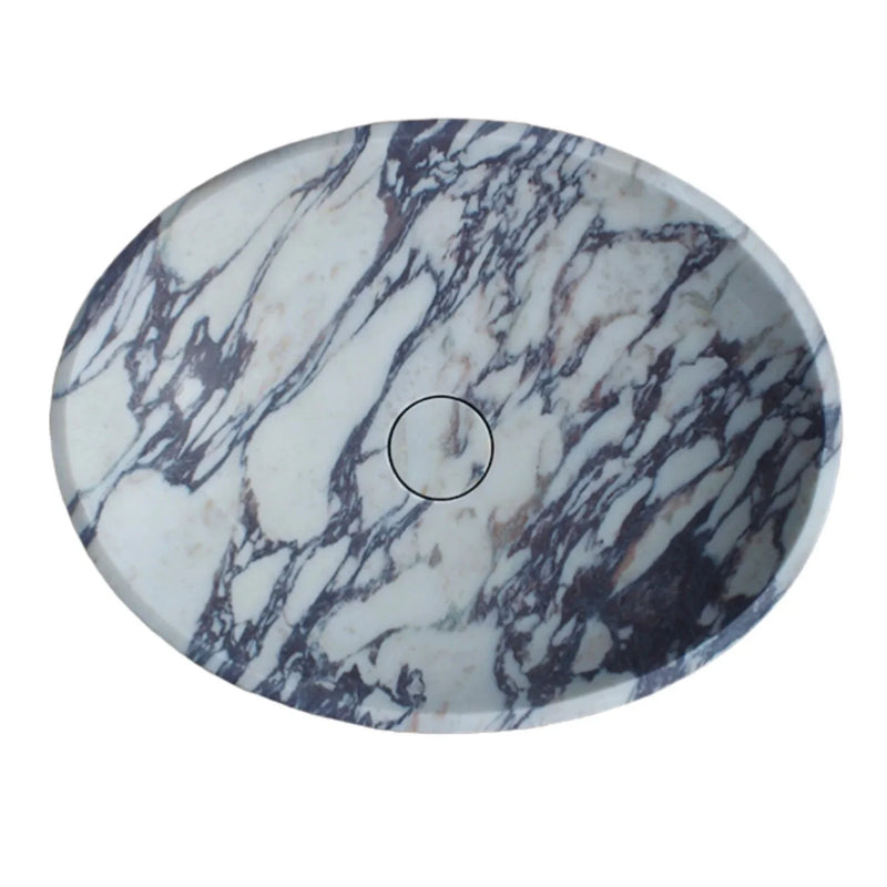 Calacatta Viola Marble Oval Shape Above Vanity Bathroom Sink (W)14" (L)18" (H)5" by GobekDesign