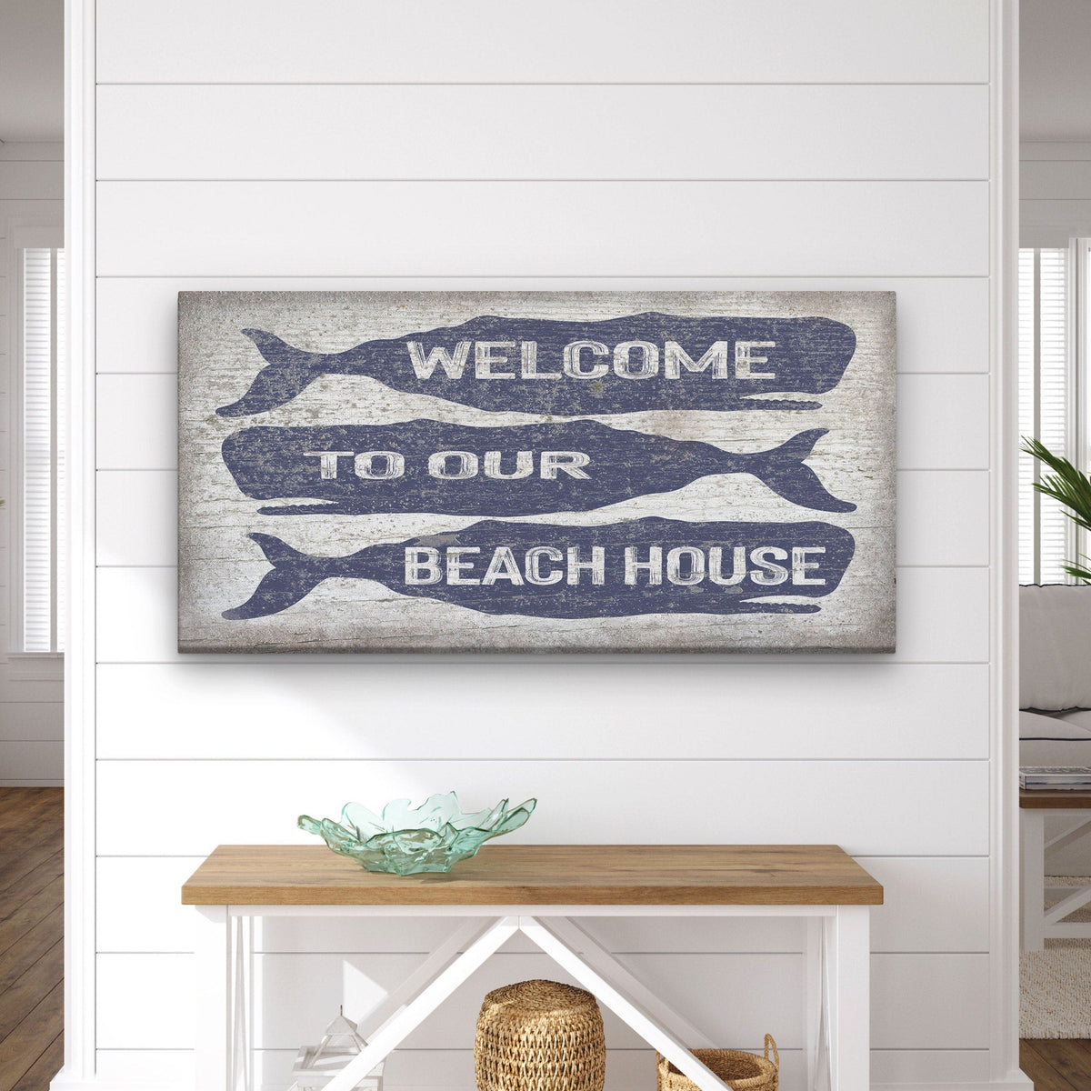 Welcome Sign with Whale - Beach House Name Sign - Coastal Wall Art, photo 7 of 10
