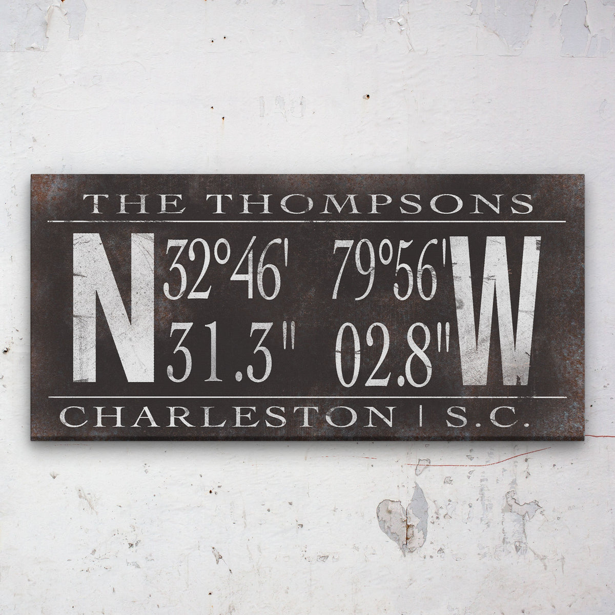 Personalized Family Name Latitude Longitude Coordinates Canvas Wall Decor, photo 5 of 8