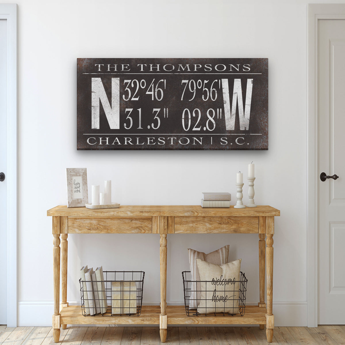 Personalized Family Name Latitude Longitude Coordinates Canvas Wall Decor, photo 6 of 8