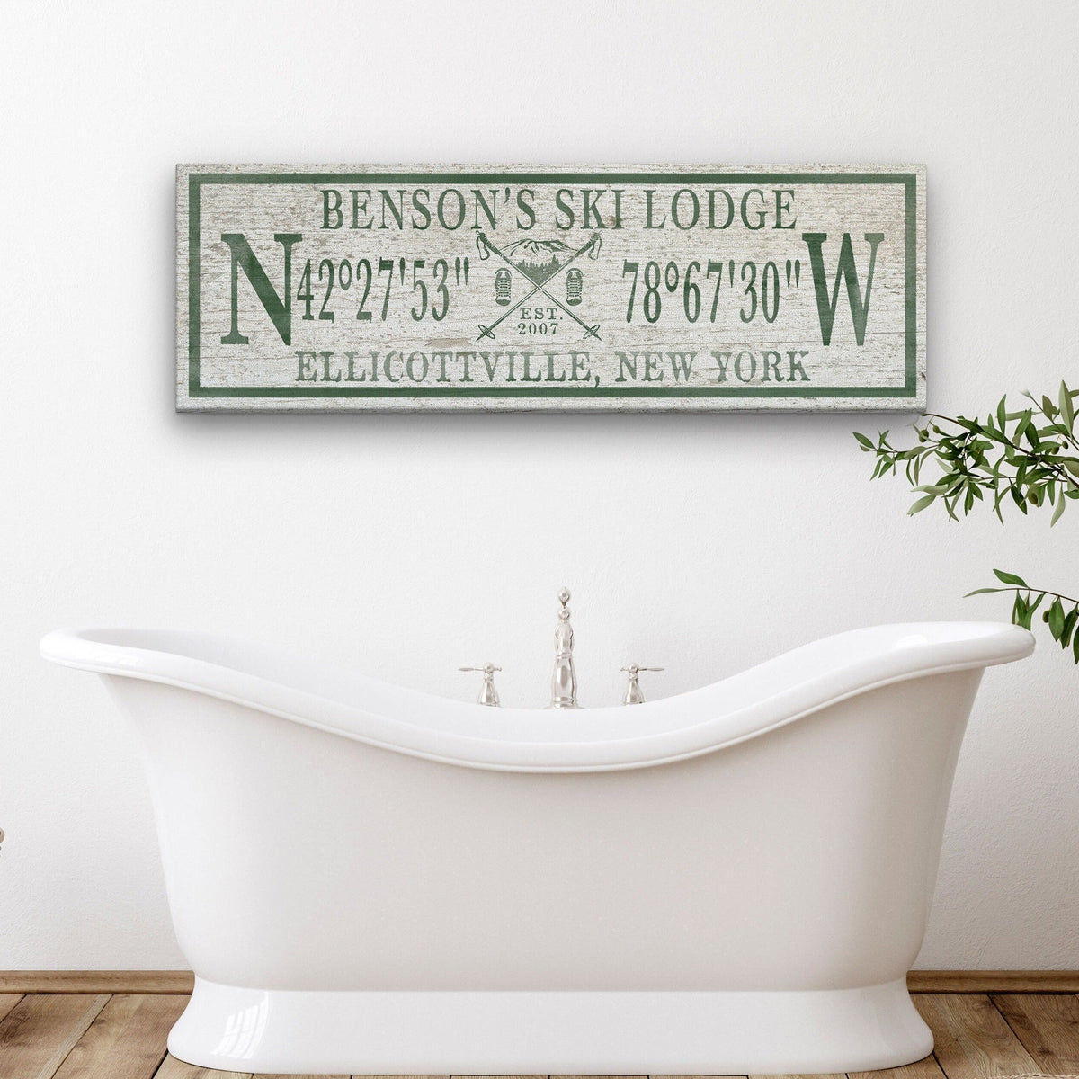 Personalized Coordinates Canvas Ski Lodge Sign - Family Name Cabin Decor, photo 3 of 10