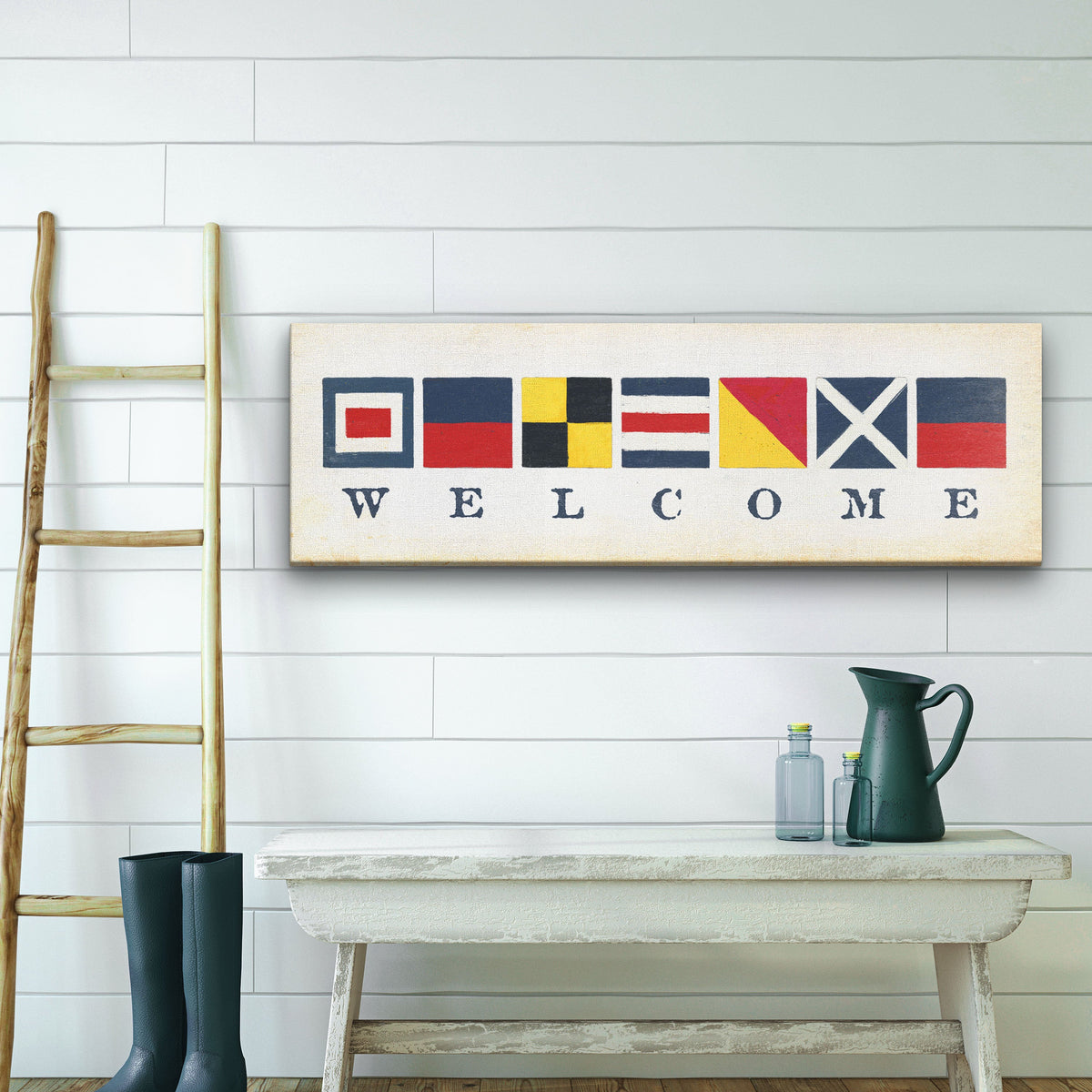 Nautical Welcome Flag Sign - Maritime Signal Flags - Coastal Wall Decor, photo 4 of 10