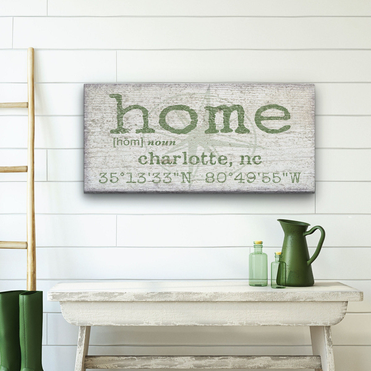 Personalized Home Compass Coordinates Canvas Wall Sign, photo 3 of 10