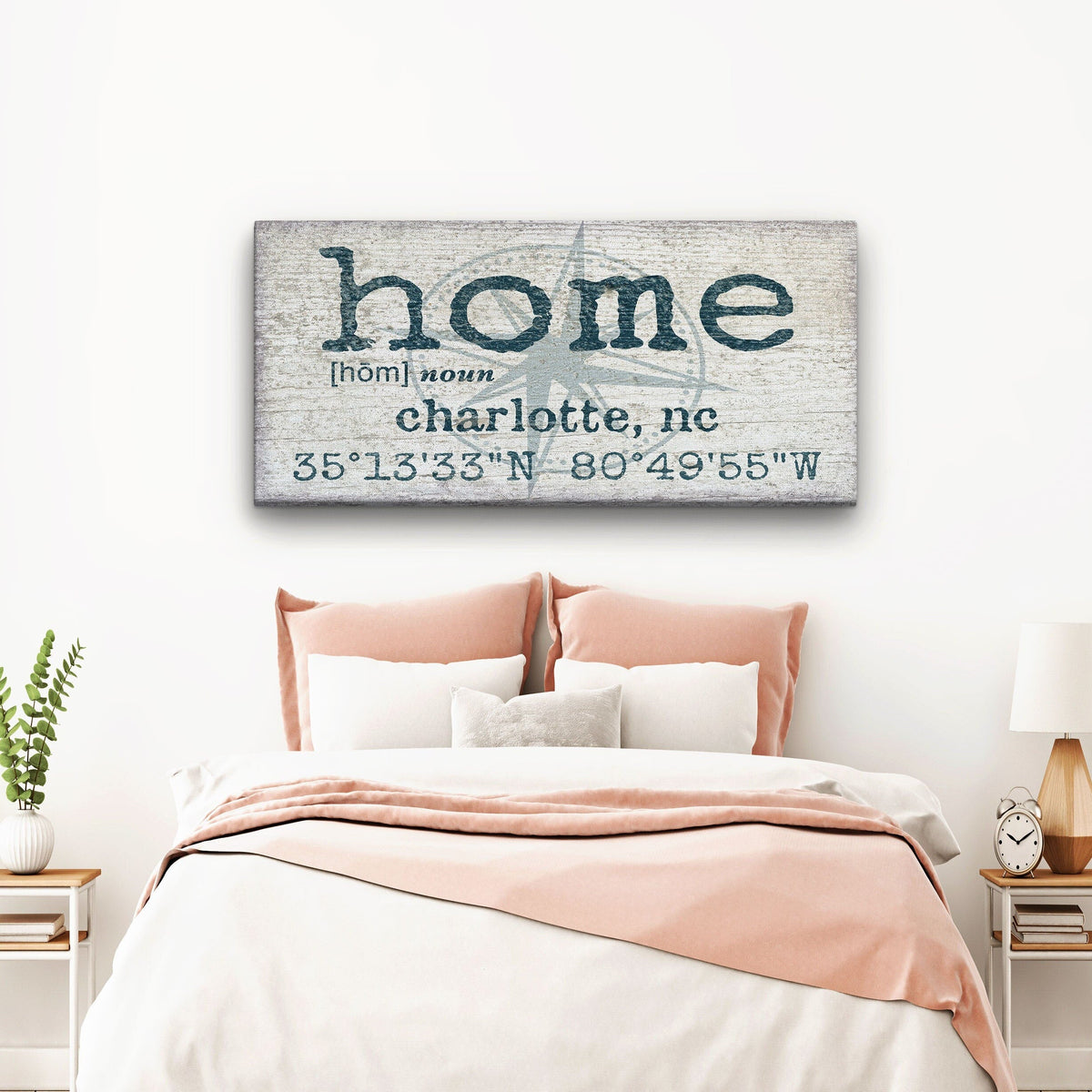 Personalized Home Compass Coordinates Canvas Wall Sign, photo 7 of 10