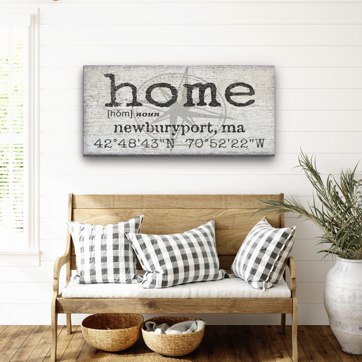 Personalized Home Compass Coordinates Canvas Wall Sign, photo 6 of 10