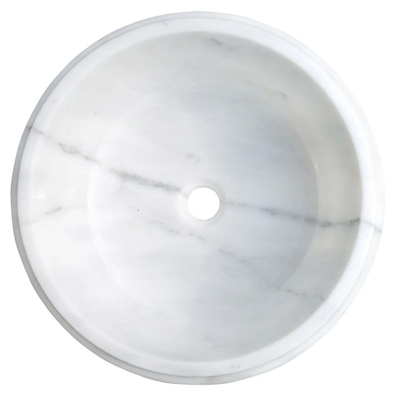 Carrara White Marble Natural Stone Waterfall Drop-in Sink Polished (D)17" (H)6" by GobekDesign