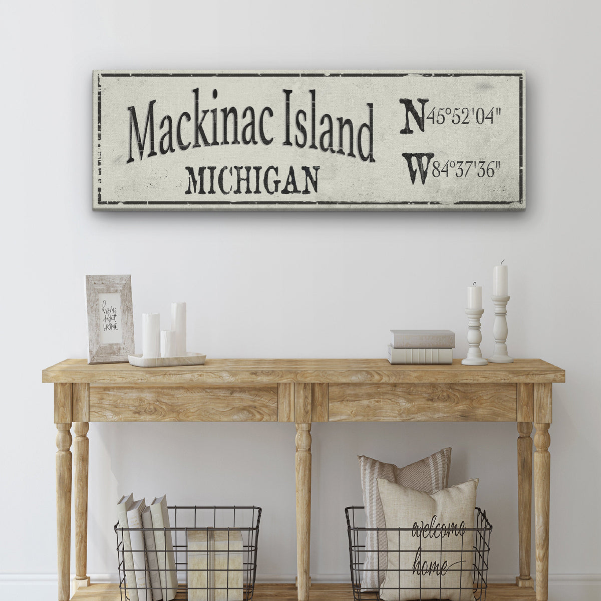 Personalized Rustic City Town Canvas Sign with Latitude Longitude Coordinates, photo 7 of 10