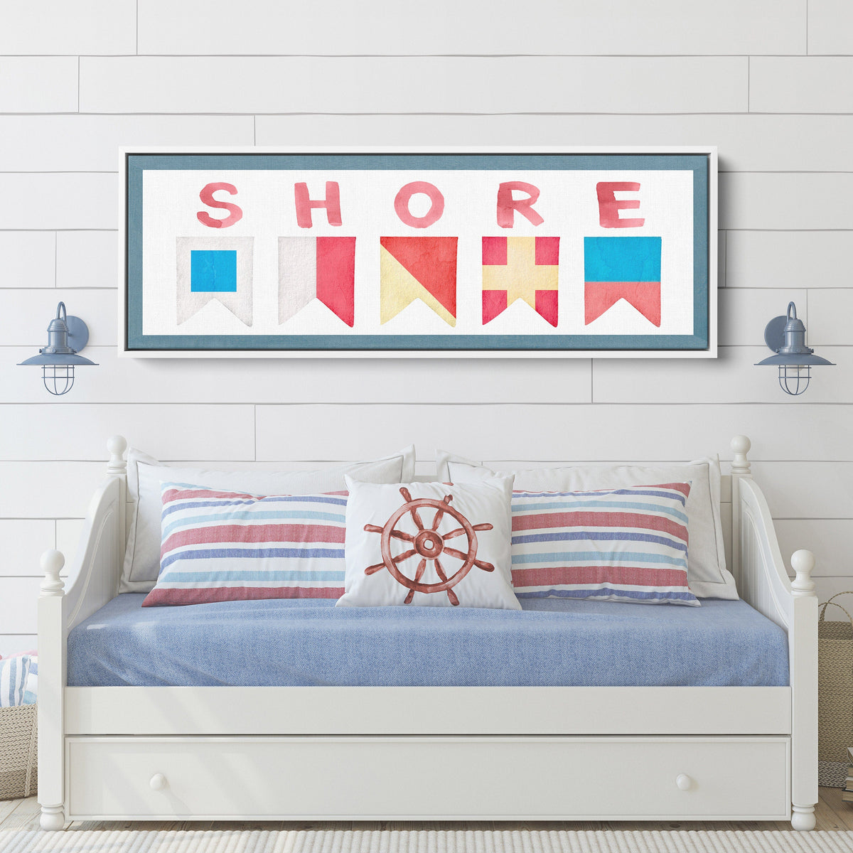 Framed Shore House Sign - Nautical Flag Canvas Coastal Wall Decor, photo 4 of 8