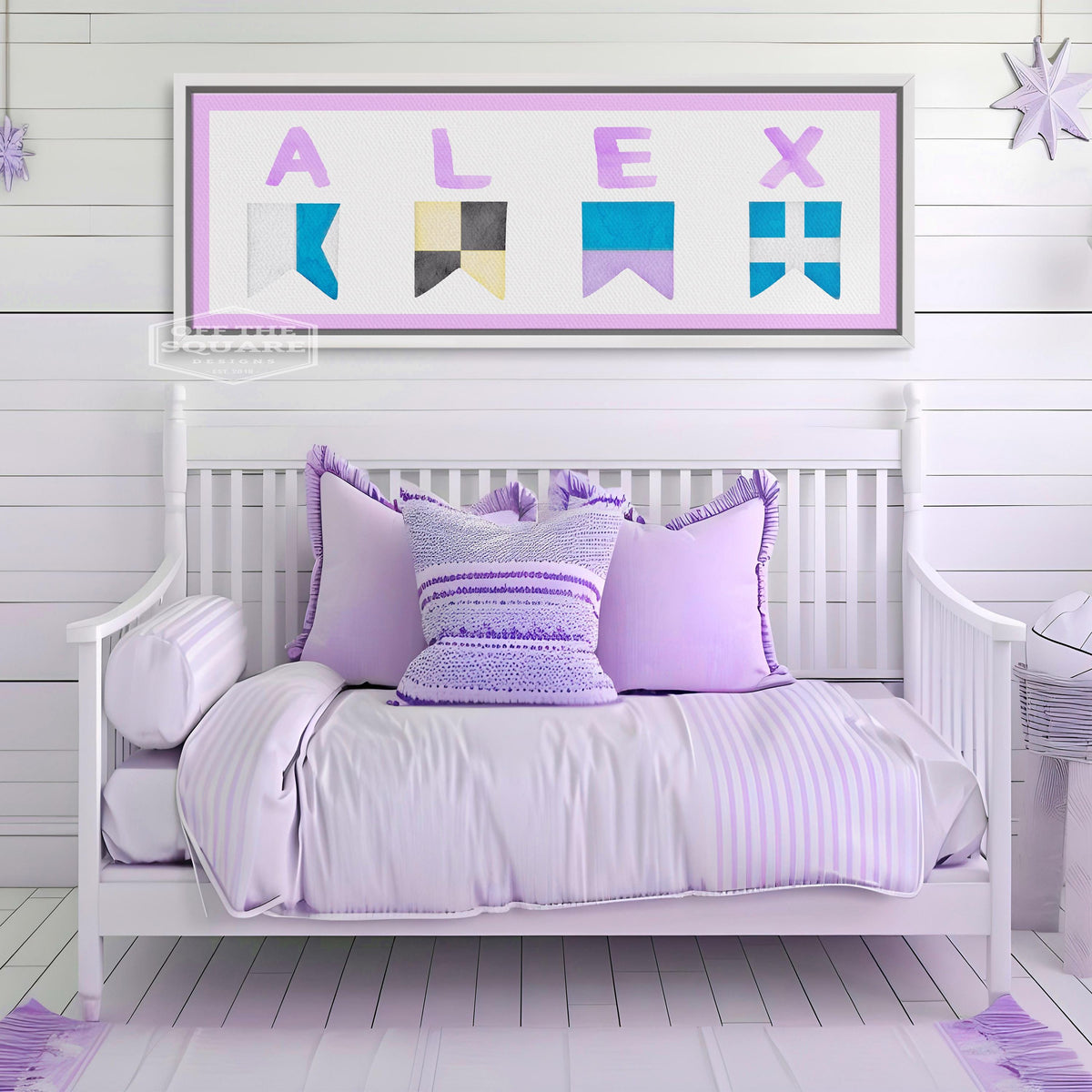 Personalized Nautical Flag Kid's Name Framed Canvas Print, photo 3 of 10